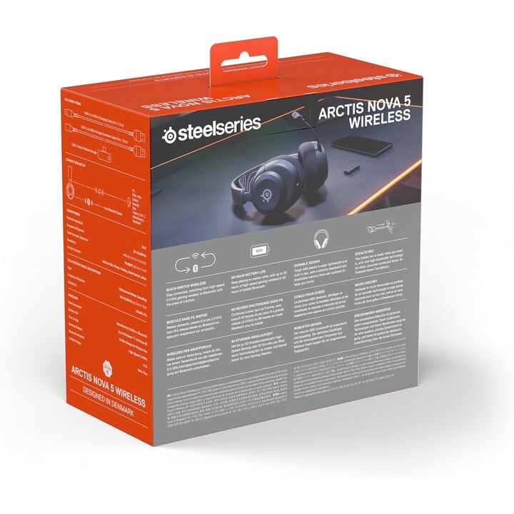 SteelSeries Arctis Nova 5 Wireless – Gaming-Headset – Neodym-Magnettreiber – 100+ Audio-Voreinstellungen – 60-Stunden-Akku