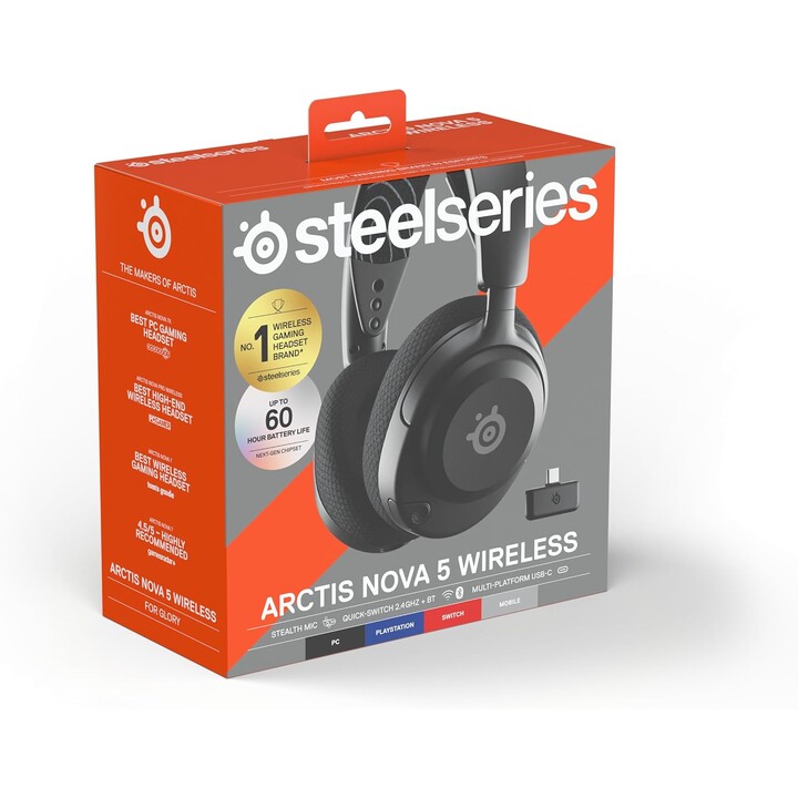 SteelSeries Arctis Nova 5 Wireless – Gaming-Headset – Neodym-Magnettreiber – 100+ Audio-Voreinstellungen – 60-Stunden-Akku
