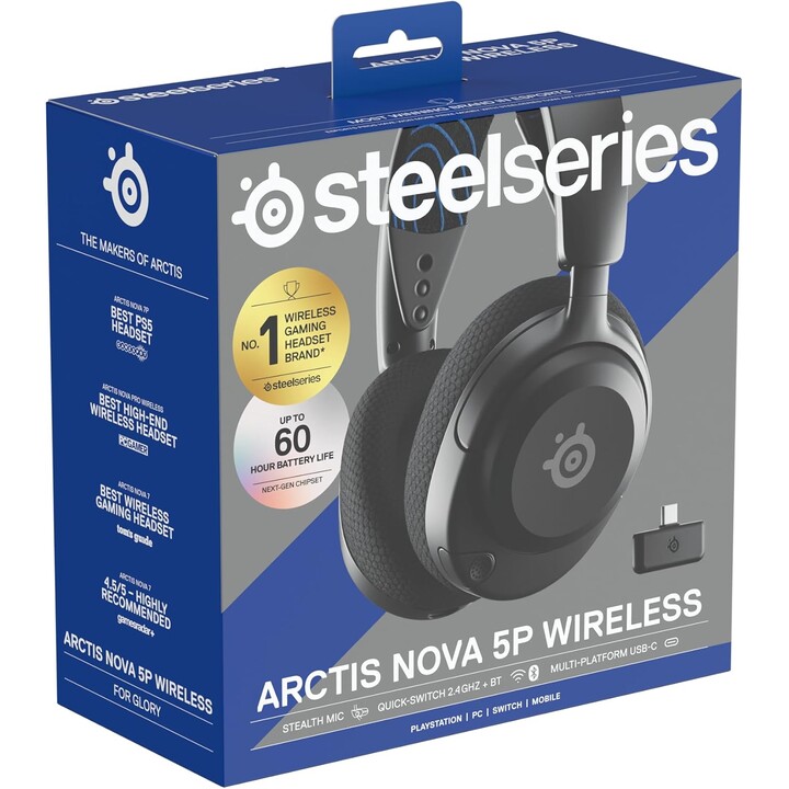 SteelSeries Arctis Nova 5P Casque de jeu sans fil PS5 - Pilotes magnétiques en néodyme - Plus de 100 préréglages audio