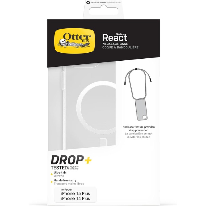 OtterBox React Necklace Case with MagSafe for iPhone 15 Plus, 14 Plus, Schutzhülle mit verstellbarem und Detachable Necklace S