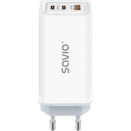 SAVIO LA-07 GaN 65W Netzladegerät, USB, QC4.0+, PD 3.0, Weiß