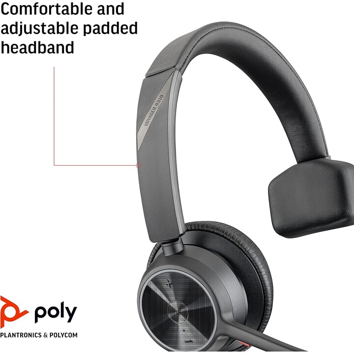 POLY Voyager 4310 UC Auriculares Inalámbrico Diadema Oficina/Centro de llamadas USB tipo A Bluetooth Negro