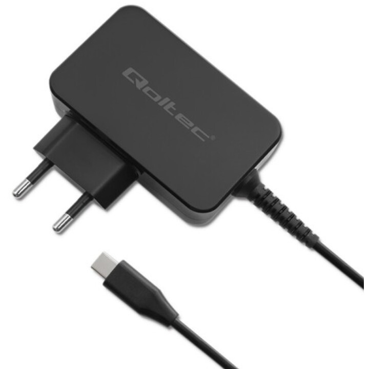 Caricabatterie Qoltec 52387 GaN POWER PRO | 1xUSB-C | 90 W | 5-20 V | 3-4,5A| Nero