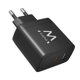EWENT EW1330 Cargador rápido GaN de 2 puertos (1 USB-C y 1 USB-A) de 65 W negro