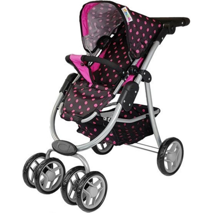 Passeggino 2 in 1 con borsa Navicella nero-rosa 7706 Lean Toys