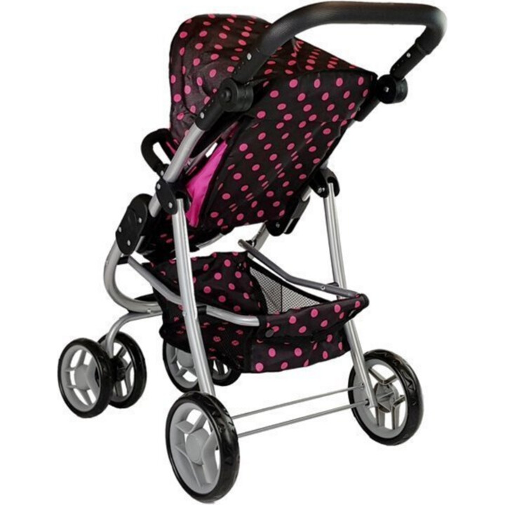 Passeggino 2 in 1 con borsa Navicella nero-rosa 7706 Lean Toys