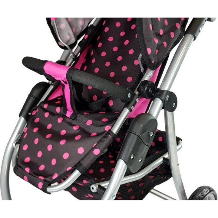 Passeggino 2 in 1 con borsa Navicella nero-rosa 7706 Lean Toys
