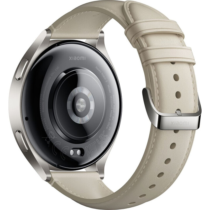 Xiaomi Watch 2 Titan Grey Case Bracelet en cuir blanc