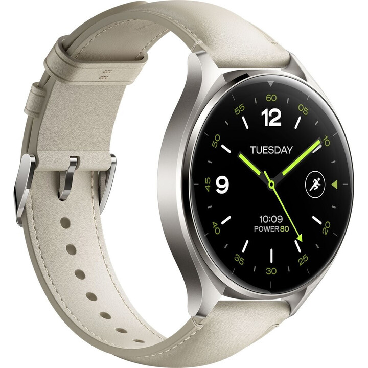 Xiaomi Watch 2 Titan Grey Case Bracelet en cuir blanc