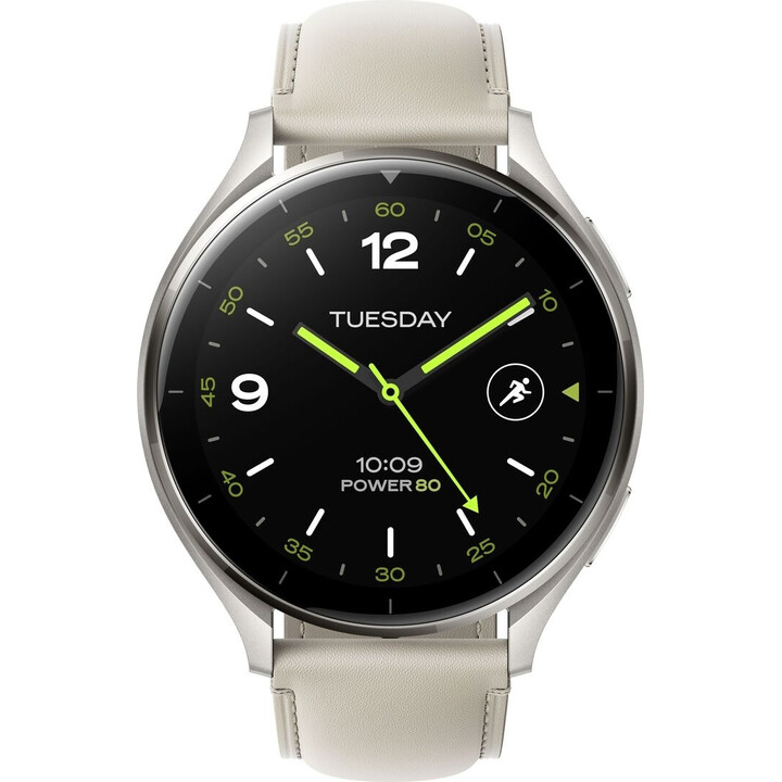Xiaomi Watch 2 Titan Grey Case Bracelet en cuir blanc