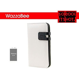 Wazzabee Coque pour Samsung S Iv Similicuir, Cadre Plastique Intérieur, Fermeture Magnétique, Blanc (wb-s4-wp-wh)