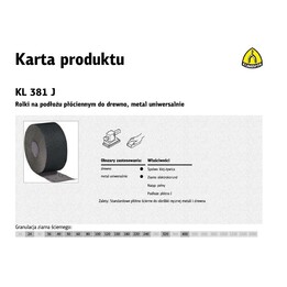 KLINGSPOR ROLL WITH CLOTH BACKING KL381J 150 mm gr. 60 (50m)