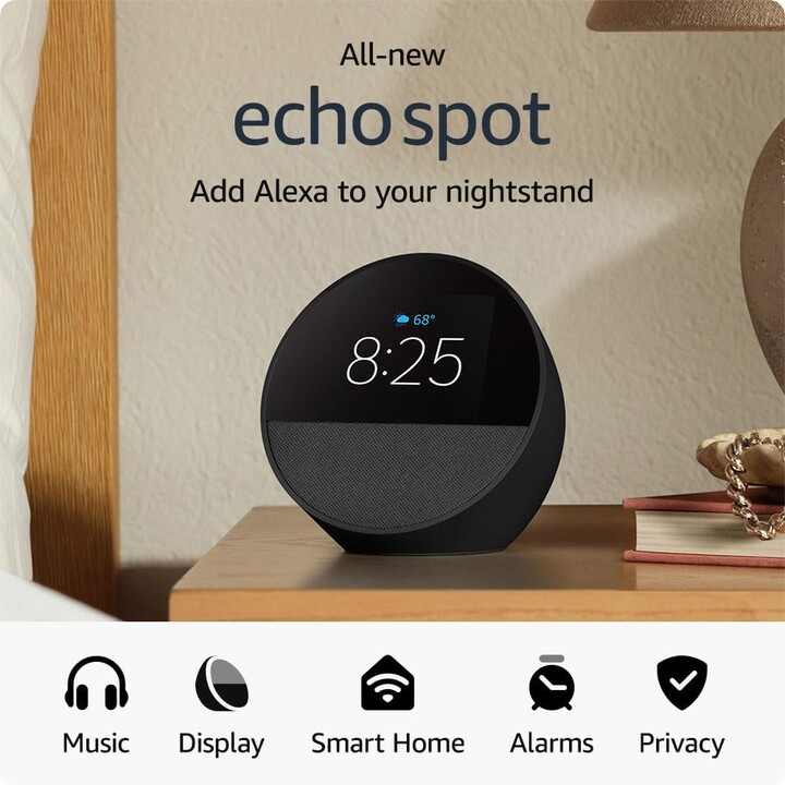 Amazon Echo Spot (2024) Nero - Assistente Smart Home