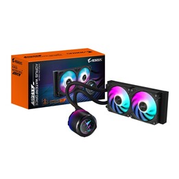 GIGABYTE AORUS WATERFORCE X II 240 AIO Refrigeração líquida para CPU - 2 ventiladores ARGB de 120 mm, tela LCD colorida