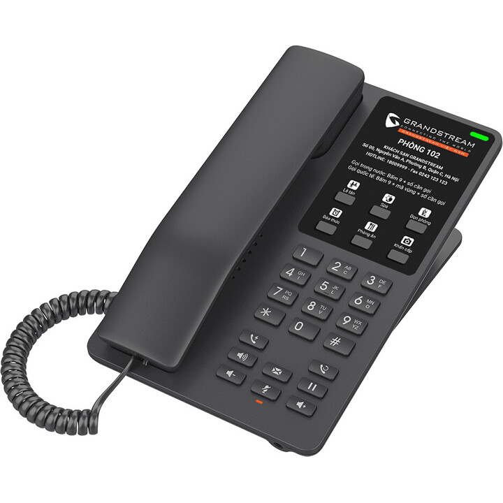 Grandstream GHP621 – Hotel-IP-Telefon mit 2 SIP-Konten, 1xEthernet, PoE, schwarz