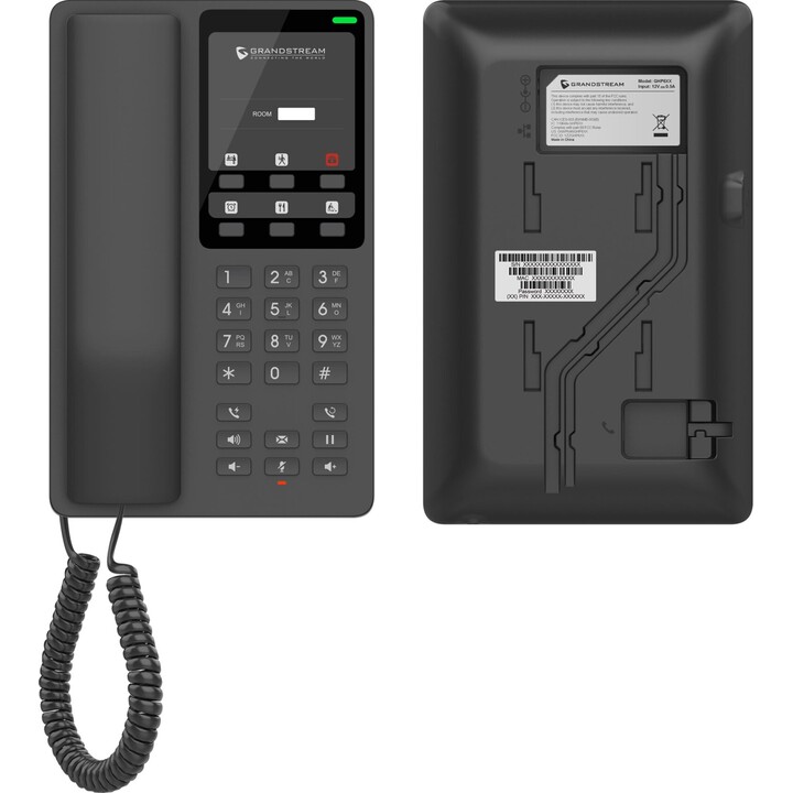 Grandstream GHP621 – Hotel-IP-Telefon mit 2 SIP-Konten, 1xEthernet, PoE, schwarz