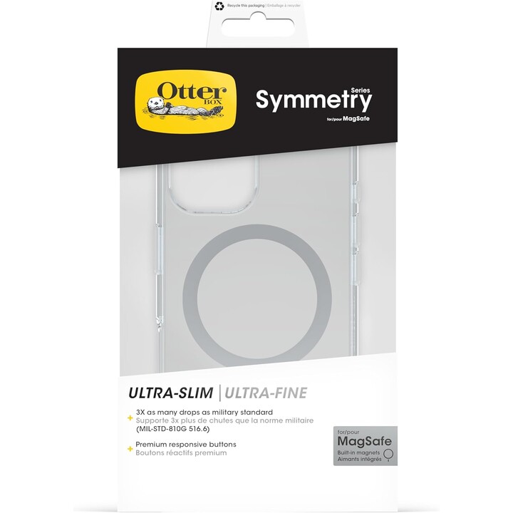Capa MagSafe transparente OtterBox Symmetry Series para iPhone 16, à prova de choque, à prova de quedas