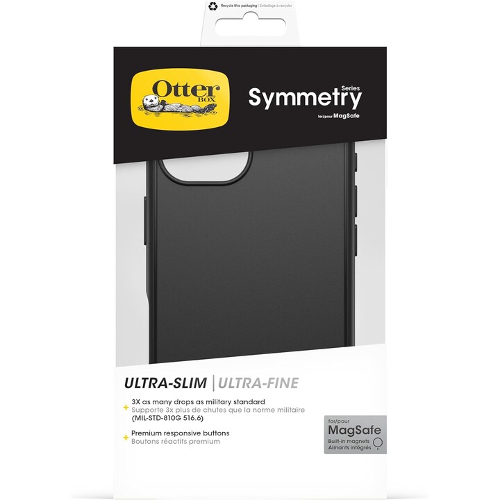 Étui MagSafe OtterBox Symmetry Series pour iPhone 16, résistant aux chocs, aux chutes, noir