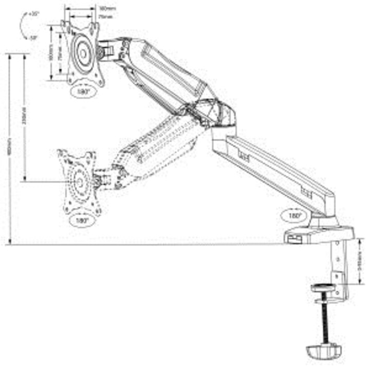 Maclean MC-860 support d'écran plat pour bureau 68,6 cm (27") Noir
