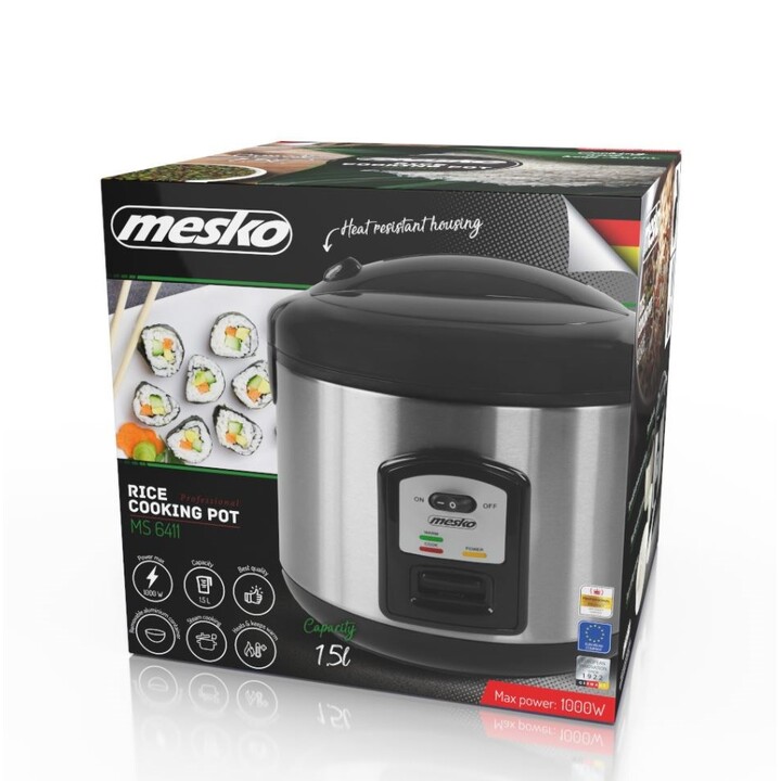 Mesko MS 6411 arrocera Negro, Acero inoxidable 1000 W
