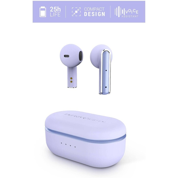 Energy Sistem Style 4 Violet True Auriculares Inalámbricos, Diseño Compacto, Aplicación ESmart Connect, Violeta