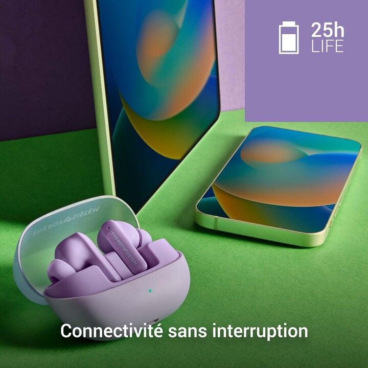 Energy Sistem Serenity ANC, Cuffie Bluetooth, 4 Microfoni, 25 Ore, Viola