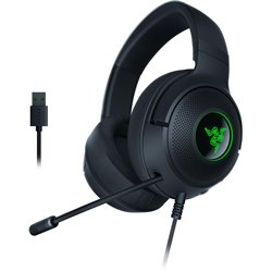 Razer Kraken V3 X USB, casque de jeu filaire, pilotes 40 mm, microphone cardioïde HyperClear, noir