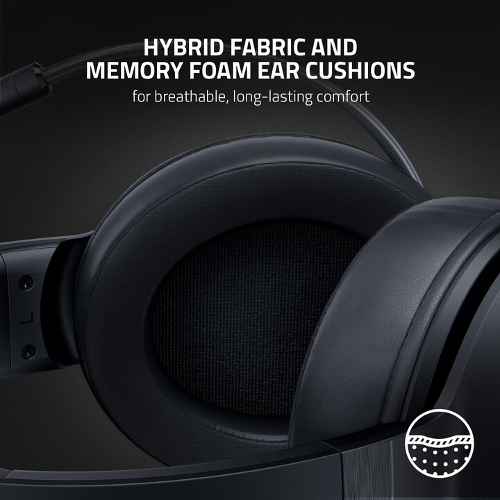 Razer Kraken V3 X USB, Auriculares para juegos con cable, controladores de 40 mm, micrófono cardioide HyperClear, negro