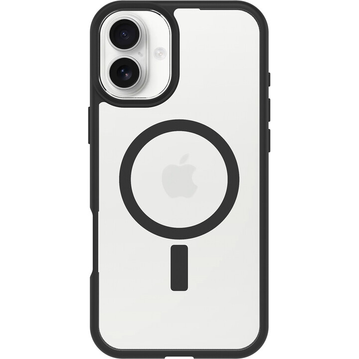 Capa OtterBox React MagSafe para iPhone 16 Plus preta cristalina/preta