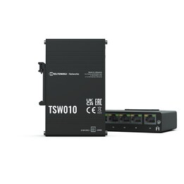 Teltonika TSW010 DIN Rain Switch 5 x Fast Ethernet (10/100) Power over Ethernet (PoE) Nero