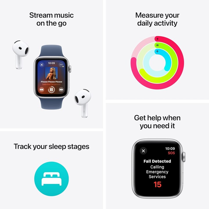 Apple Watch SE 2024 GPS Cellular 44mm Cassa in alluminio Midnight con cinturino Midnight Sport M/L