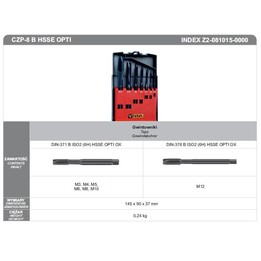 Fanar Juego de machos de roscar M3-M12 HSSE en estuche profesional, Plata