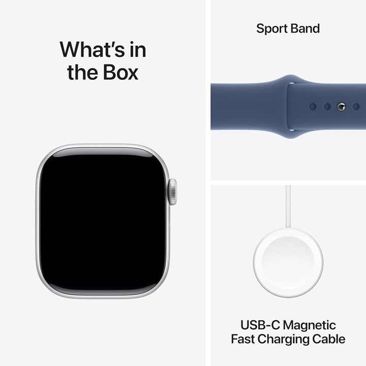 Apple Watch Series 10 GPS 46mm Caja de aluminio plateado con correa deportiva vaquera Talla S/M