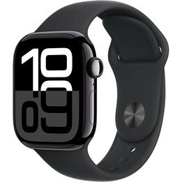 Apple Watch Series 10 GPS Cellular 42 mm Caja de aluminio en negro azabache y correa deportiva negra - Talla S/M