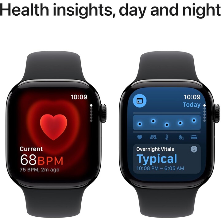 Apple Watch Series 10 GPS Cellular 42 mm Caja de aluminio en negro azabache y correa deportiva negra - Talla S/M