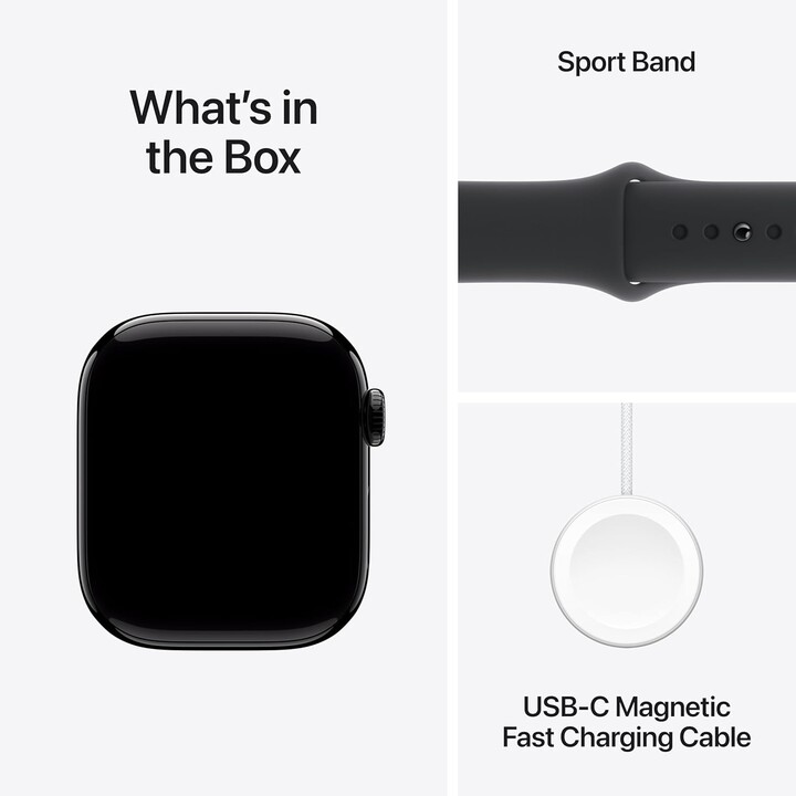 Apple Watch Series 10 GPS Cellular 42 mm Boîtier en aluminium noir de jais avec bracelet sport noir - Taille S/M
