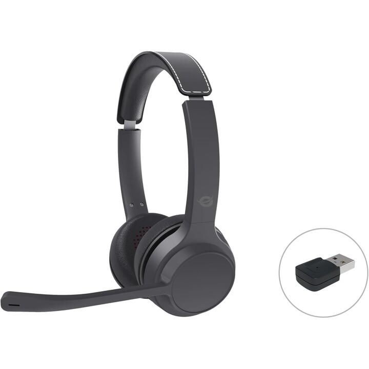 Conceptronic POLONA04BA - Auriculares Estéreo Bluetooth con Adaptador de Audio USB, Micrófono con Cancelación de Ruido