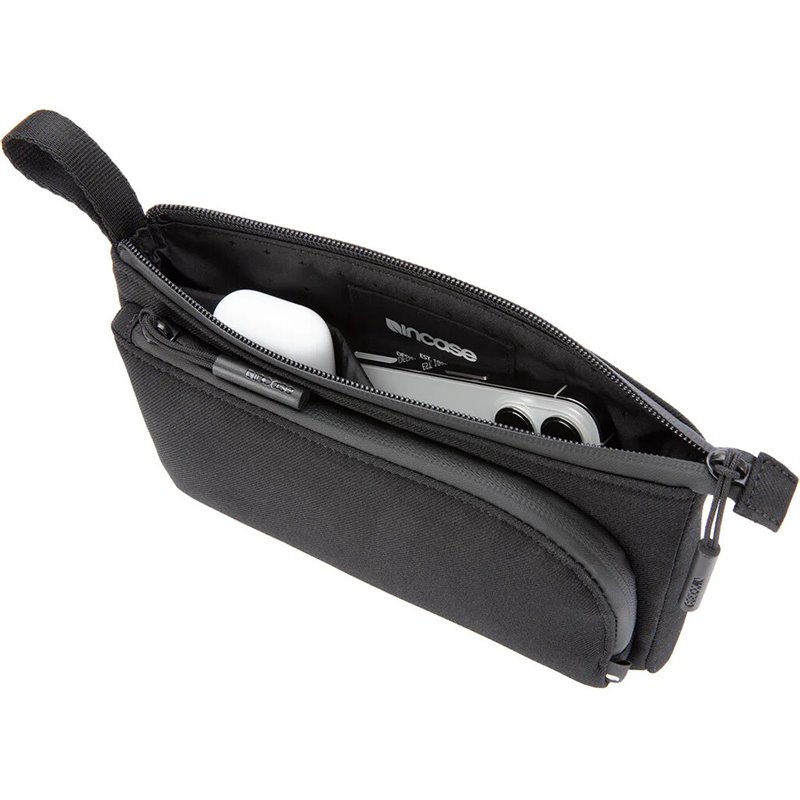 In-Case Gadget Pouch INTR200734-BLK Facet Accessory Organizer in Recycled Twill-Black, Men's Black