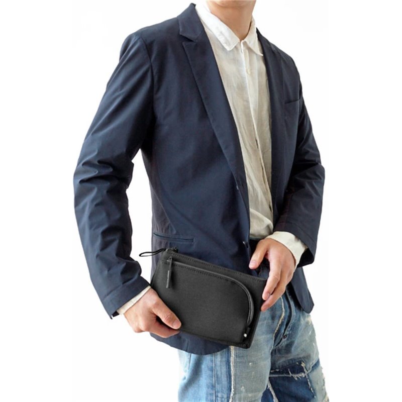 In-Case Gadget Pouch INTR200734-BLK Facet Accessory Organizer in Recycled Twill-Black, Men's Black