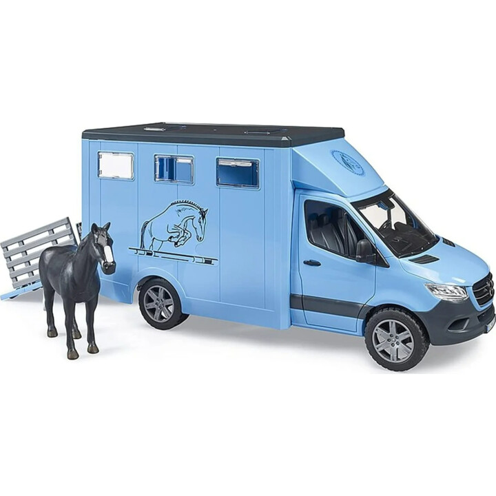 Mercedes Sprinter para transporte de cavalos com estatueta de cavalo 02674 BRUDER