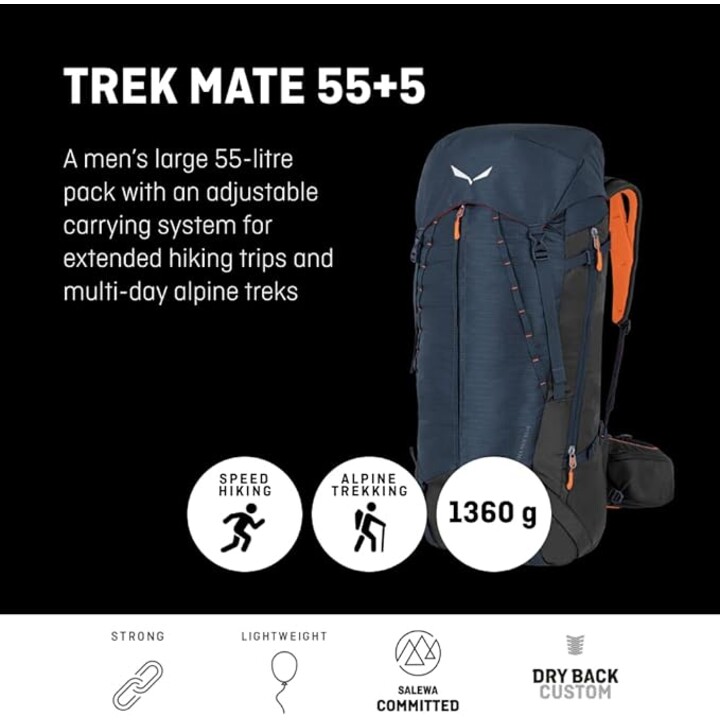 Trek mate 55+5-quiet shade-uni backpack SALEWA