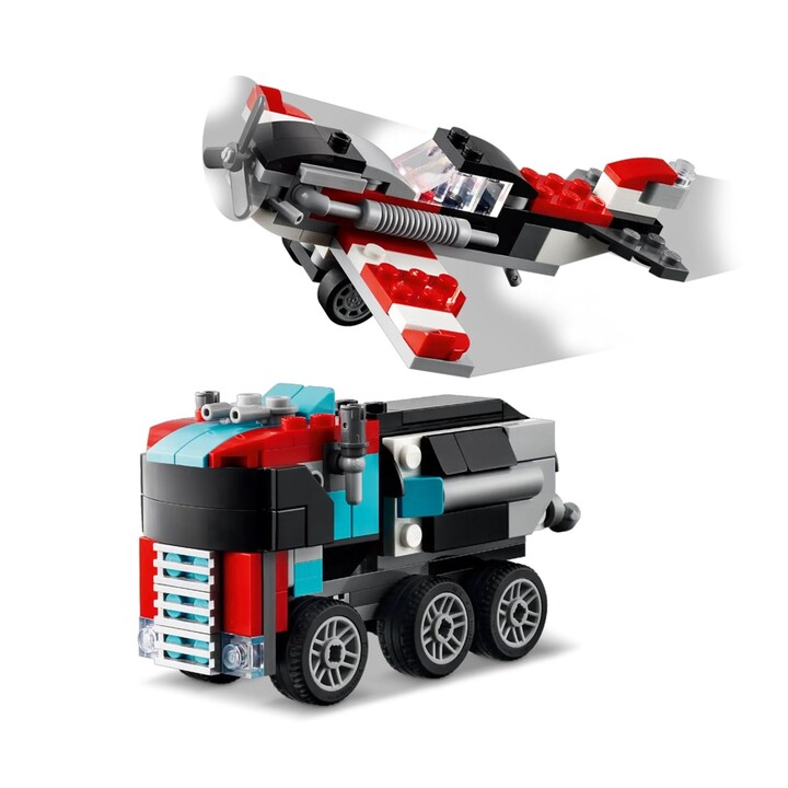 LEGO CREATOR 3 EN 1 31146 CAMIÓN DE PLATAFORMA CON HELICÓPTERO