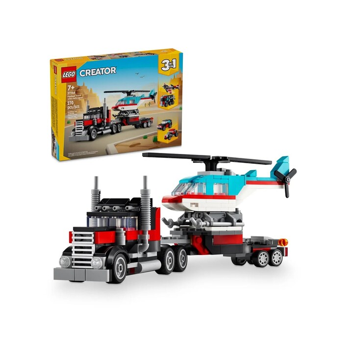 LEGO CREATOR 3-IN-1 31146 FLATFORM TRUCK WITH HELICOPTER