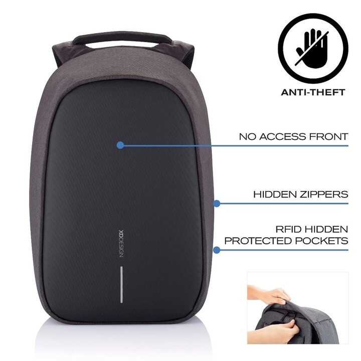 MOCHILA ANTIRROBO DE DISEÑO XD BOBBY HERO PEQUEÑO NEGRO P/N: P705.701