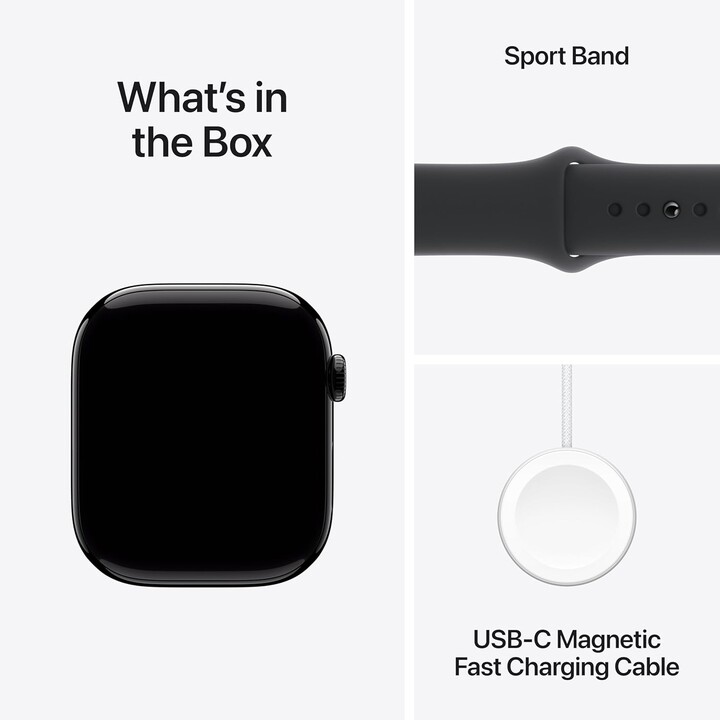 Apple Watch Series 10 GPS 46mm Caja de aluminio en negro azabache y correa deportiva negra Talla M/L