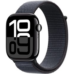 Apple Watch Series 10 GPS 46mm Jet Black Aluminum Case with Ink Sport Loop Band