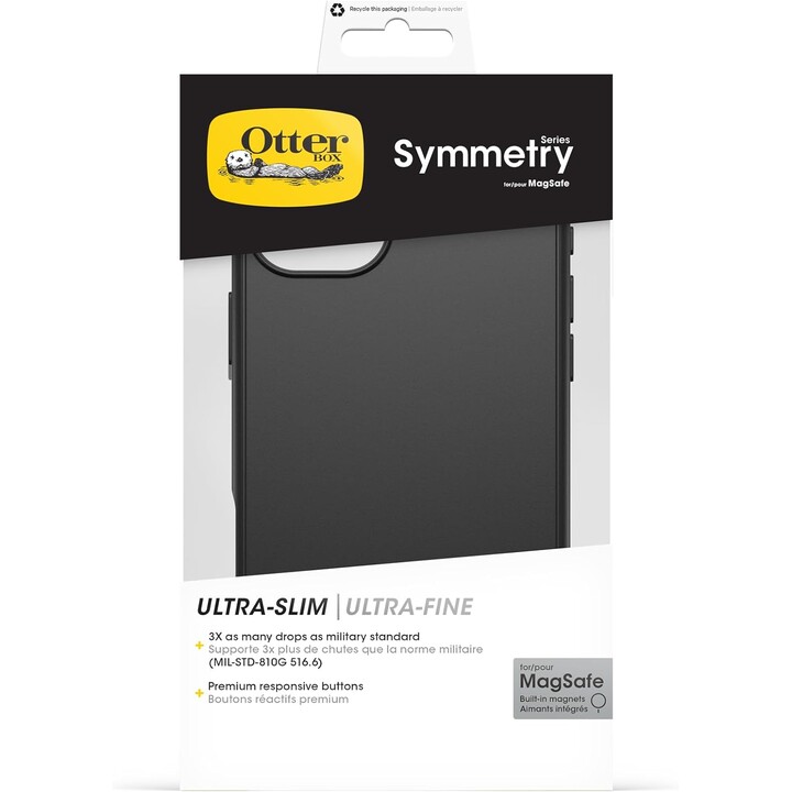 Capa OtterBox Symmetry Series MagSafe para iPhone 16 Plus, à prova de choque, resistente a quedas, capa protetora fina, preta