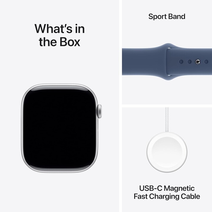 Apple Watch Series 10 GPS Cellular 46mm Caja de aluminio plateado con correa deportiva vaquera Talla M/L