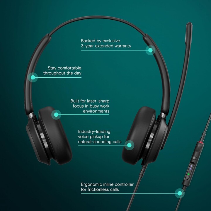 Auriculares de oficina EPOS Impact 760T, certificados para Microsoft Teams, cancelación de ruido, USB-C, IA, ActiveGard, Busylig