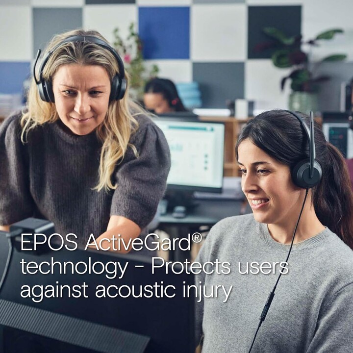 Auriculares de oficina EPOS Impact 760T, certificados para Microsoft Teams, cancelación de ruido, USB-C, IA, ActiveGard, Busylig